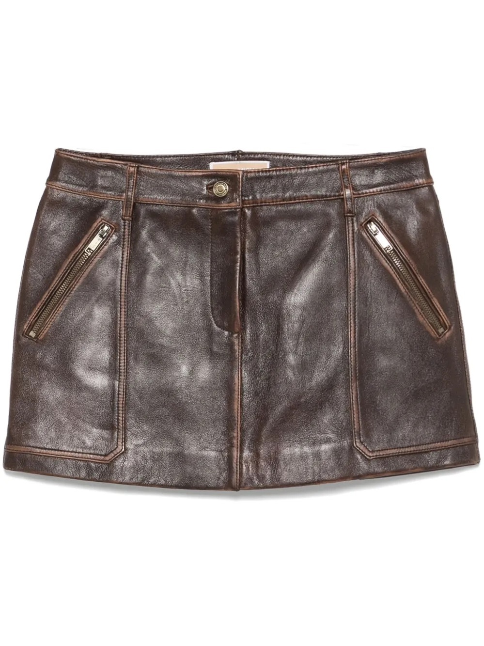 Michael Kors Brown Leather Mini Skirt
